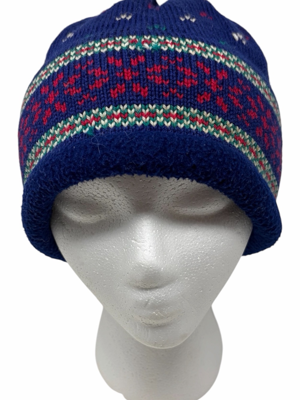 Turtle Fur Kids Vtg Wool Hat Beanie Pom Made in Vermont Ski Blue Fair Isle 90s